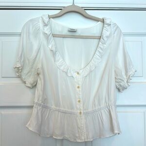 Sunday Best White Ruffled Women's Top